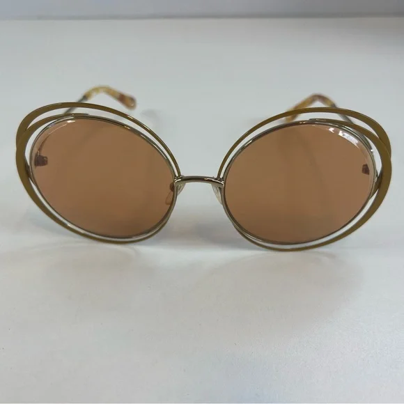 Chloe | Accessories | Chloe Round Browngold Metal Sunglasses  display picture 3